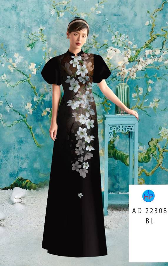 Vải Áo Dài Hoa In 3D AD 22308 9